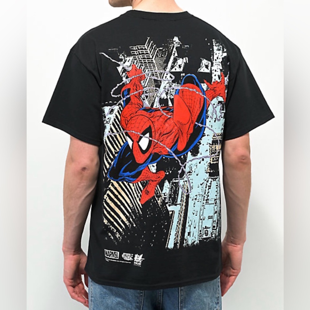 HUF X MARVEL Men’s Short Sleeve Spider Man Graphic T-Shirt in Black Cotton